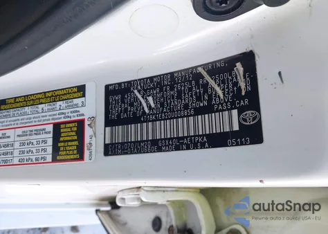 2013 Toyota Avalon Limited из США, поврежденный, VIN 4T1BK1EB2DU008856